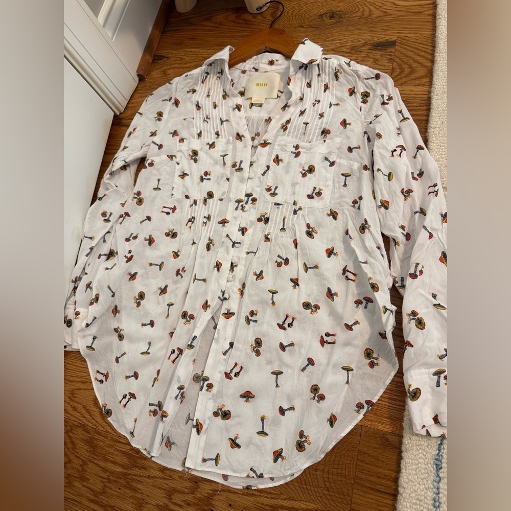 Anthropologie Maeve Matilda Toadstool Mushroom Buttondown Shirt XS - Picture 6 of 6